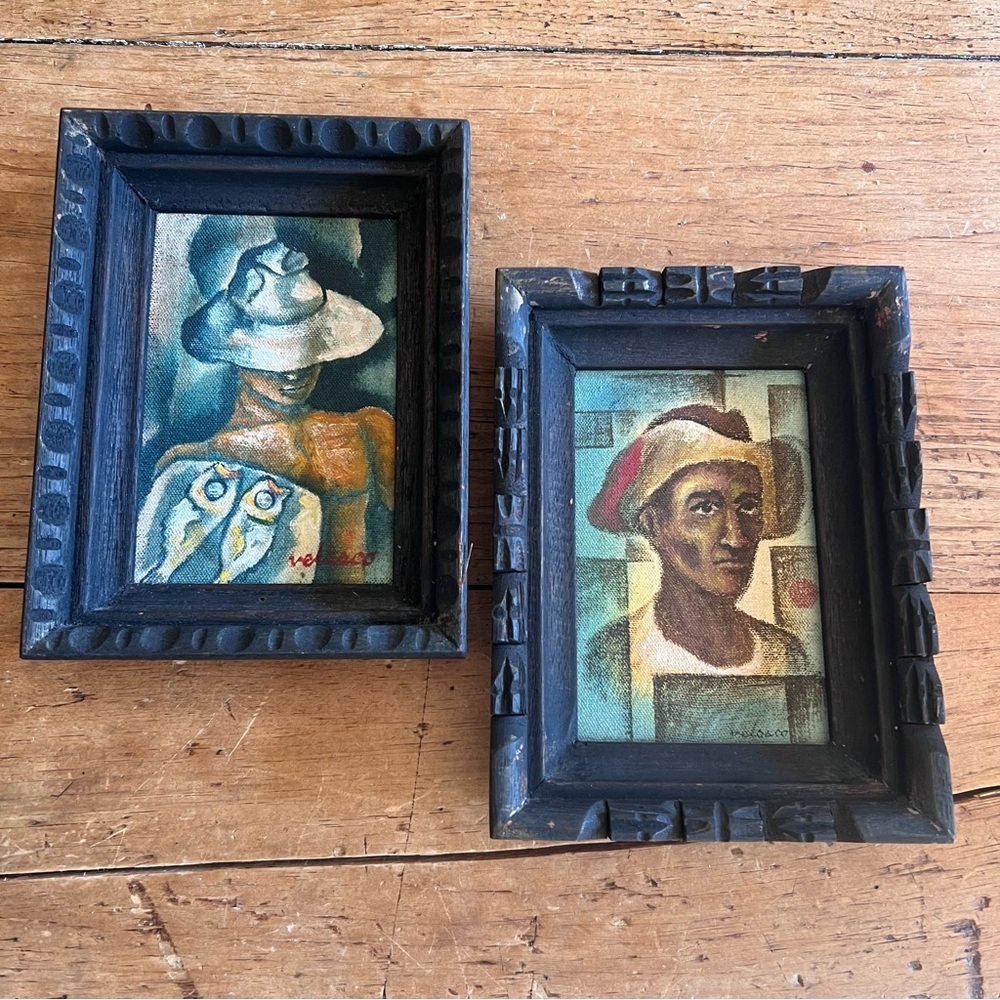 2 small original paintings 1970’s beautiful work lovely wooden frames